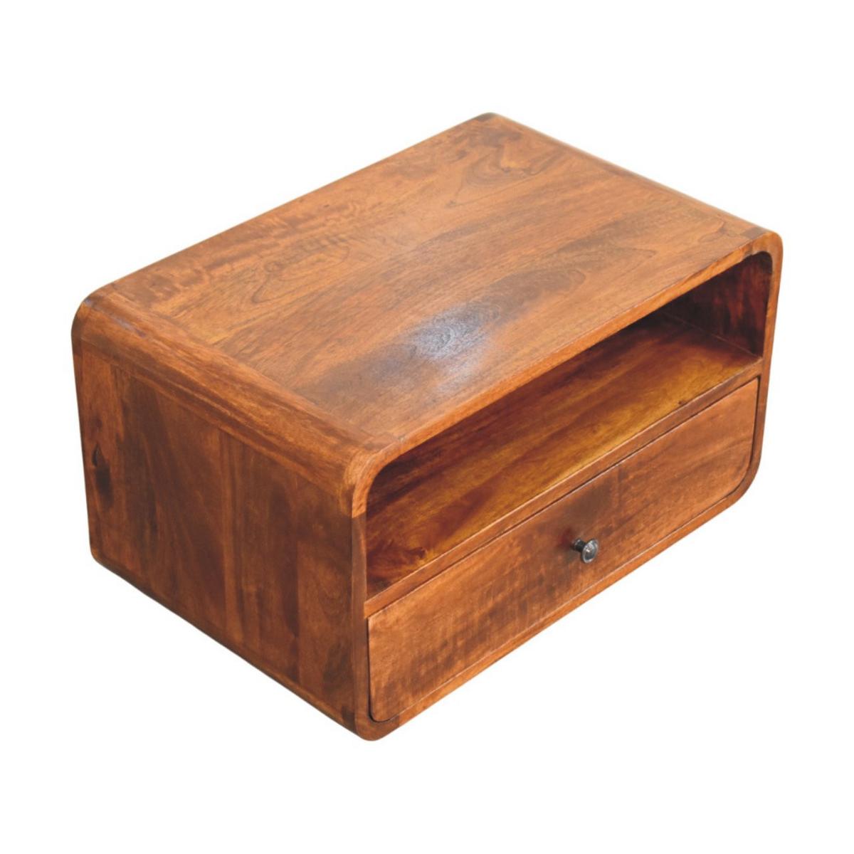NACHTTISCH mit edlem Kastanien-Finish, 1 Schublade, 1 offene Ablage, braun. - Braun, Holz (55/30/35cm) - Artisan Furniture