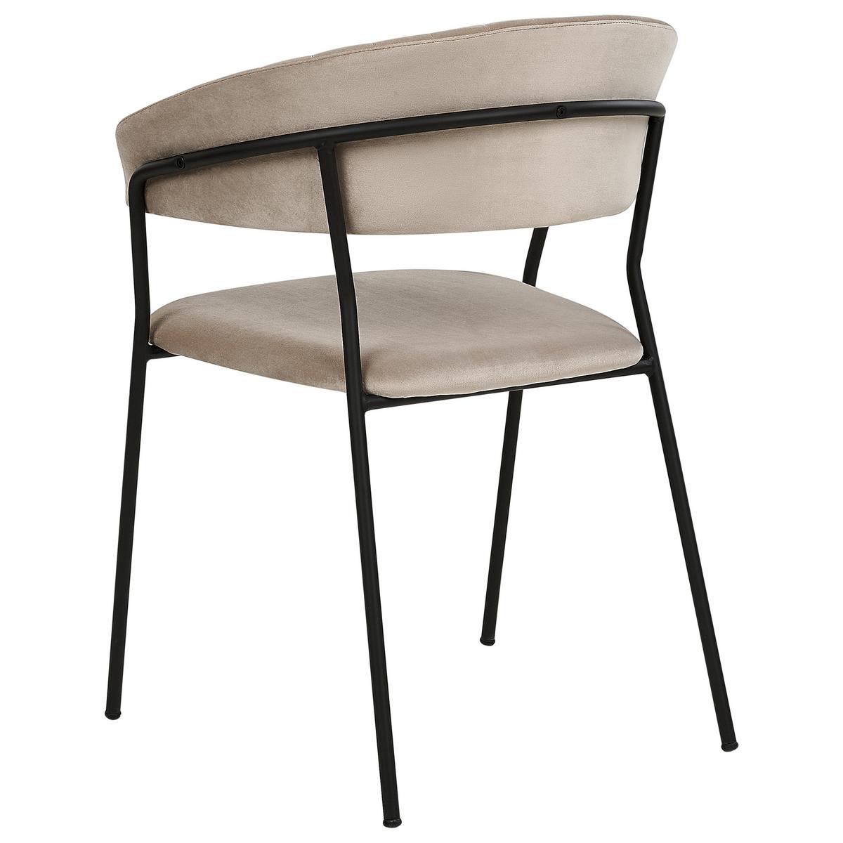ESSZIMMERSTUHL 2er-Set Samtstoff Beige Mariposa - Beige, Textil/Metall (55/78/55cm) - Beliani