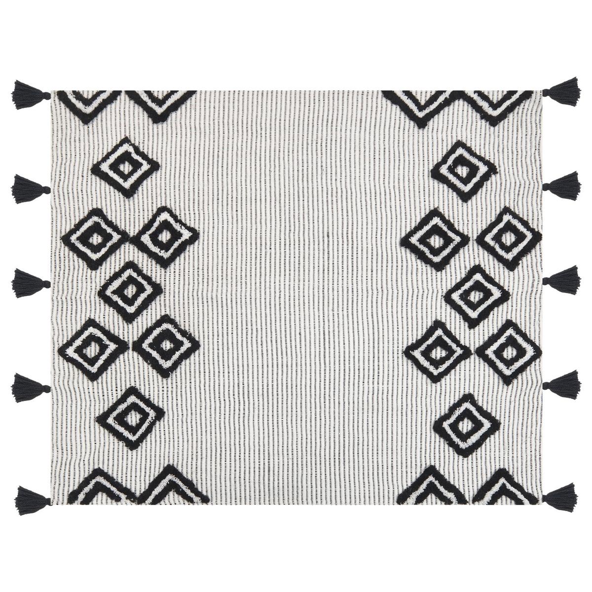 DECKE Weiß Saatli 130/150 cm - Weiß, Textil (130/150cm) - Beliani
