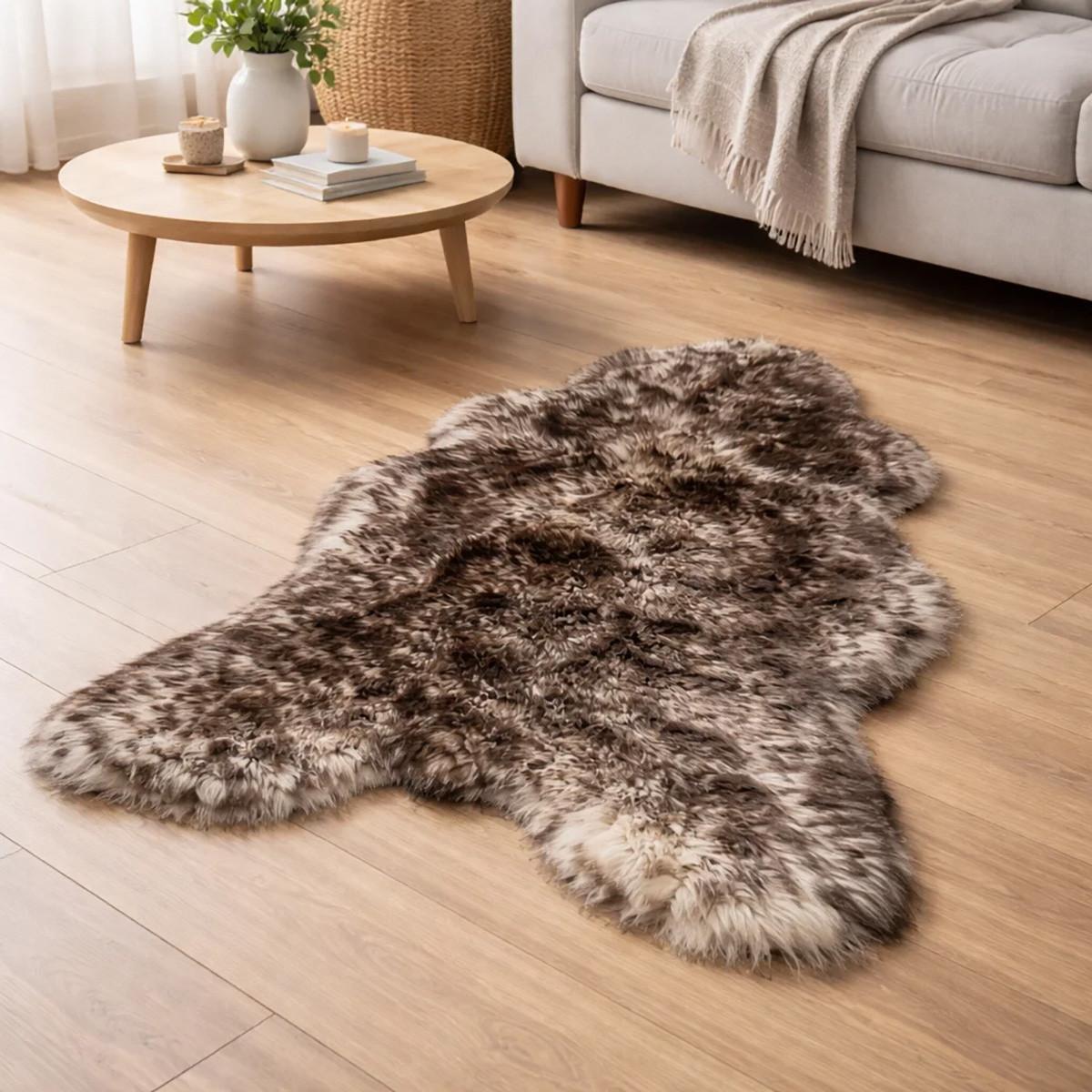 SCHAFFELL Premium Lammfell Natur ungeschoren weiche Wolle Schwarz geflammt ca. 125 cm - Schwarz Hochglanz, Fell (70/125cm) - Provellus