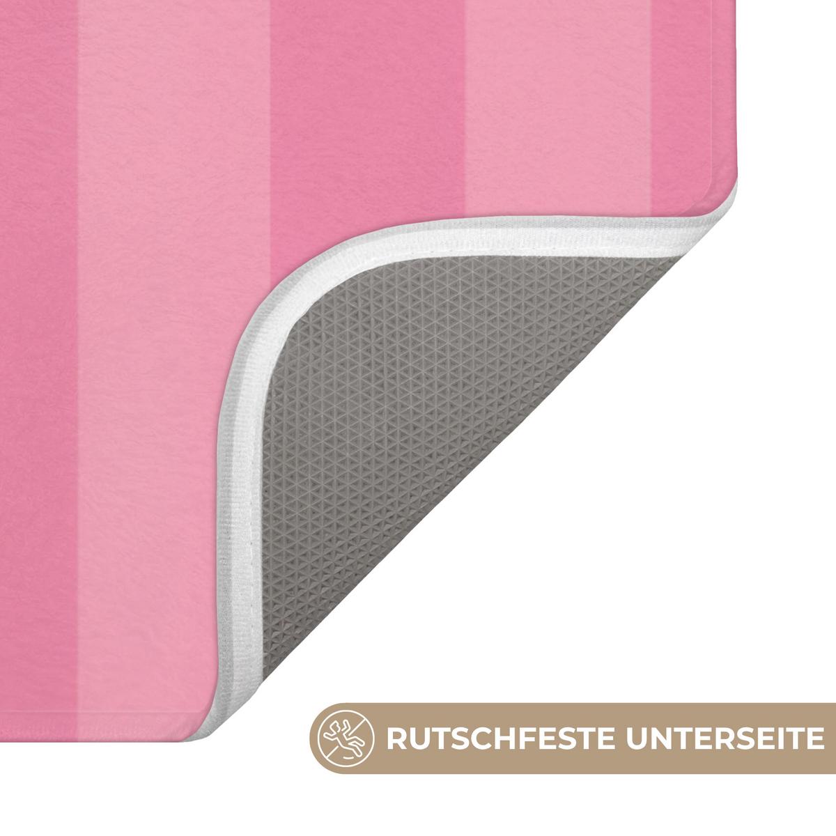 BADEMATTE Gestreift - Rosa - Chéri 90x60 cm - Pink, Textil (90/60cm) - OnlyWow