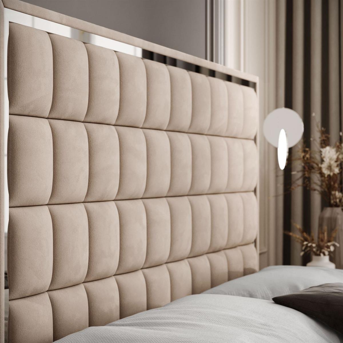BOXSPRINGBETT ISADORA II SILVER mit Bettkasten und Topper 180x200 cm Royal Velvet 170 - Beige, Textil - Lookway