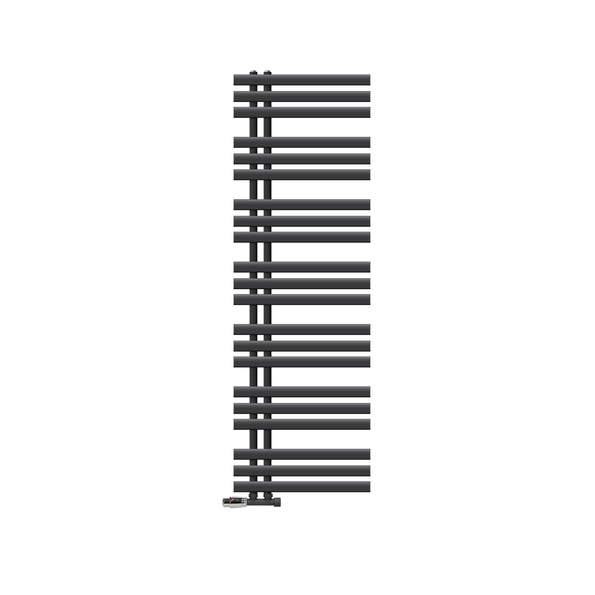 BADHEIZKÖRPER Iron EM 500x1600 mm Anthrazit mit Ventil Eckform - Anthrazit, Metall (50/160/3cm) - LuxeBath