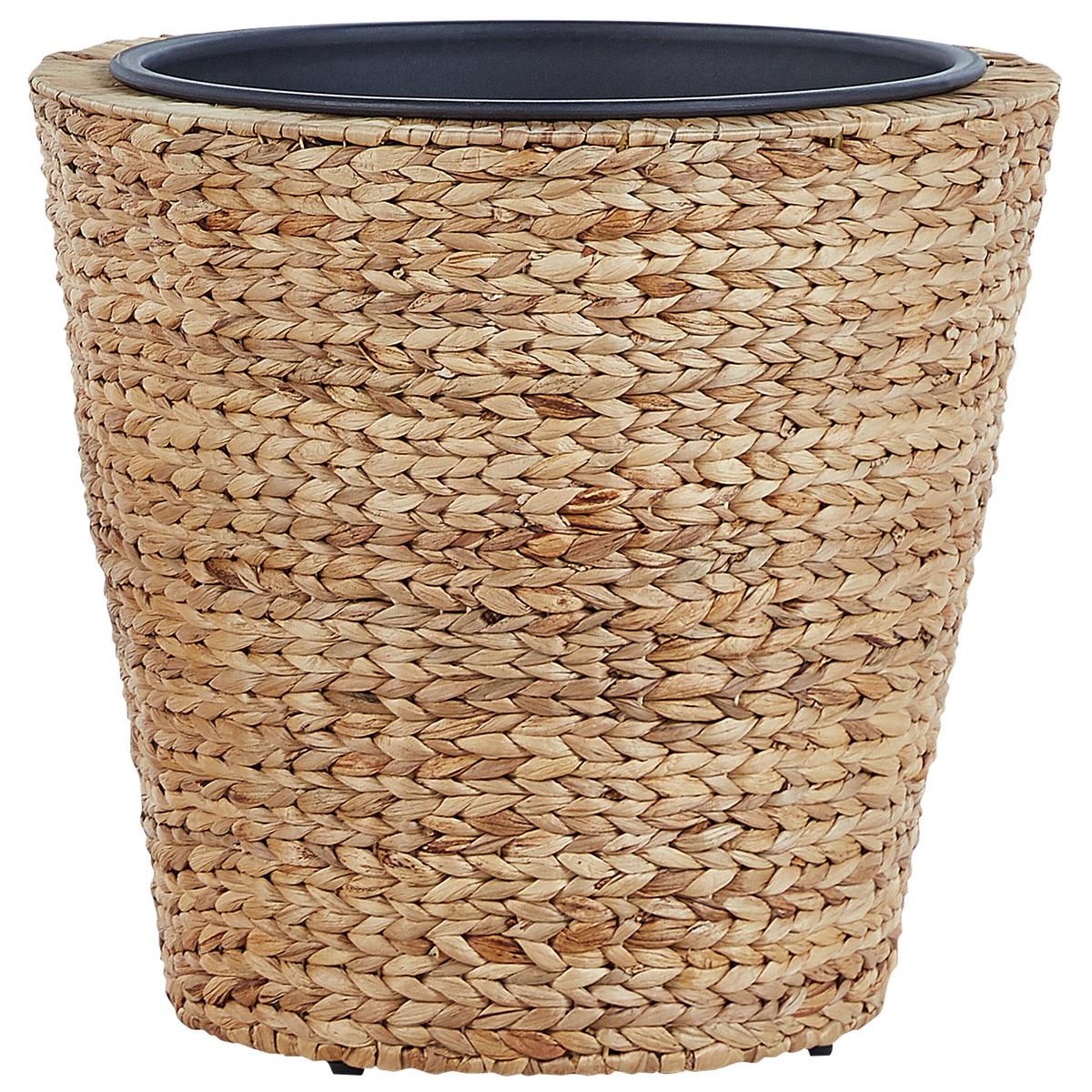 BLUMENTOPF 3er-Set Wasserhyazinthe natürlich rund 49-35/37-26/29-21 cm Plaka - Beige/Schwarz, Naturmaterialien (47cm) - Beliani
