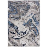 TEPPICH OUSE, abstrakt, Blau-Grau, 80 x 150 cm - Blau, Textil (80/150cm) - KADIMA DESIGN