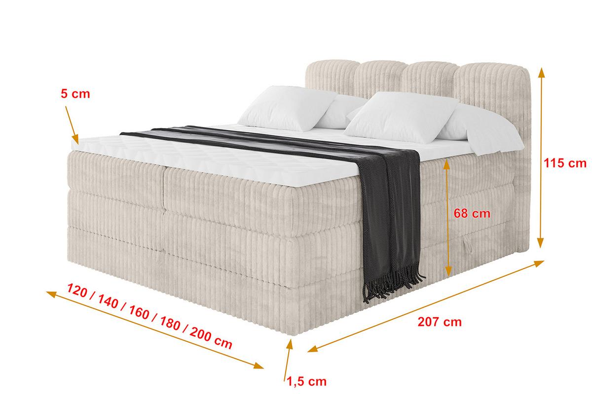 BOXBETT mit Matratze H3|H4 - NINA KING - 200x200 cm - Creme - Creme, Holzwerkstoff (200/200cm) - ALTDECOR
