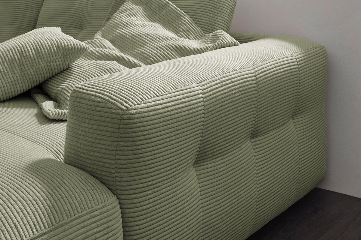 ECKSOFA MIKA Grün Cord - Schwarz/Olivgrün, Kunststoff/Textil (276/167cm) - KAWOLA