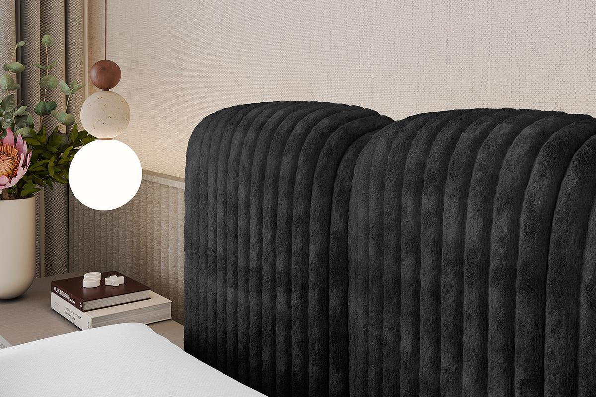 BOXBETT mit Matratze H4 - NINA - 180x200 cm - Schwarz - Graubraun, Holzwerkstoff (180/200cm) - ALTDECOR
