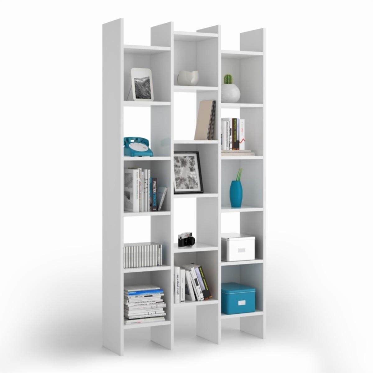 BÜCHERREGAL 3 Säulen 15 Fächer Italian - H192 cm - Weiß, Holzwerkstoff (25/192/7cm) - Calicosy