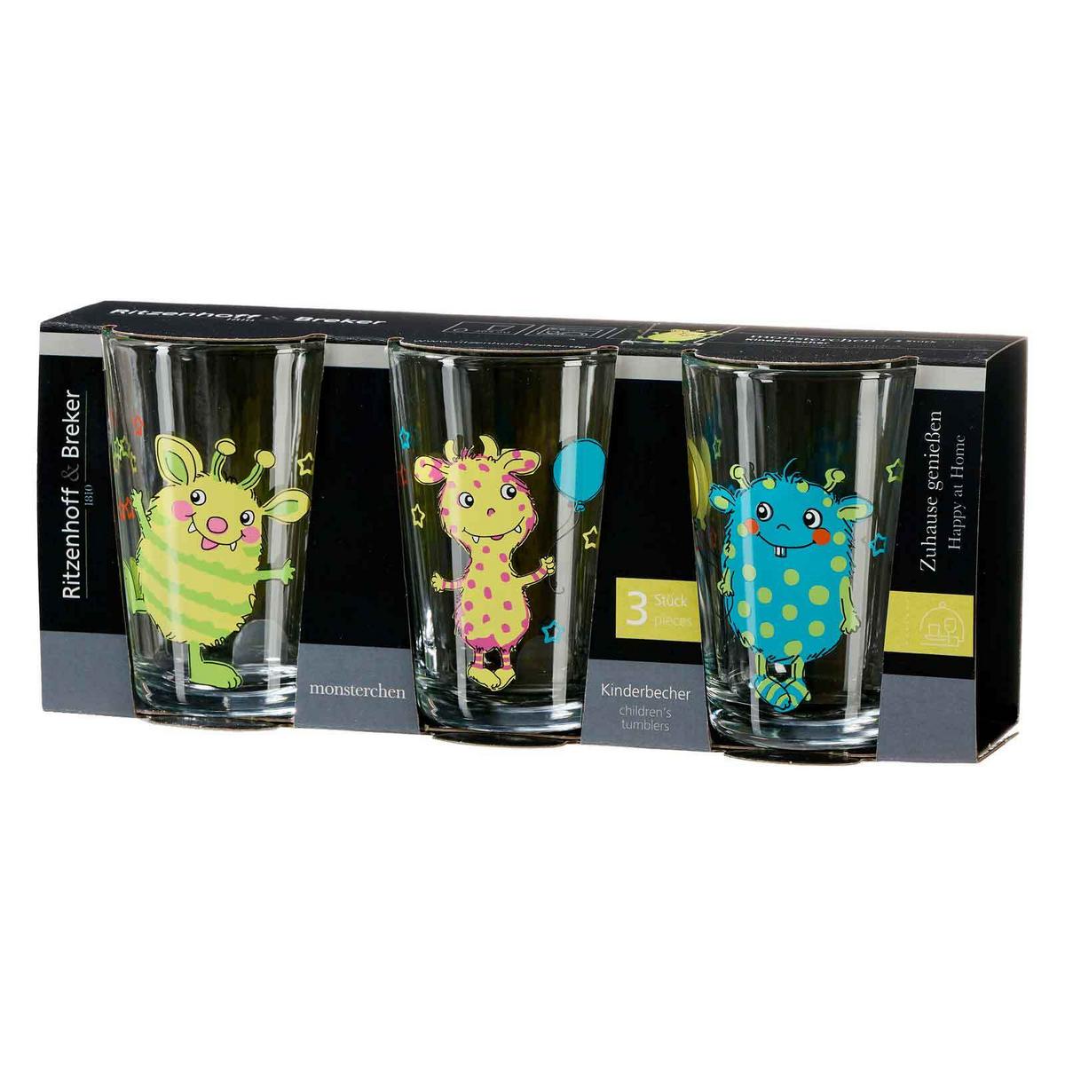 KINDERGLÄSER Dino und Monsterchen bunt 200 ml 6-tlg. - Multicolor, Glas (0.2L) - Ritzenhoff Breker