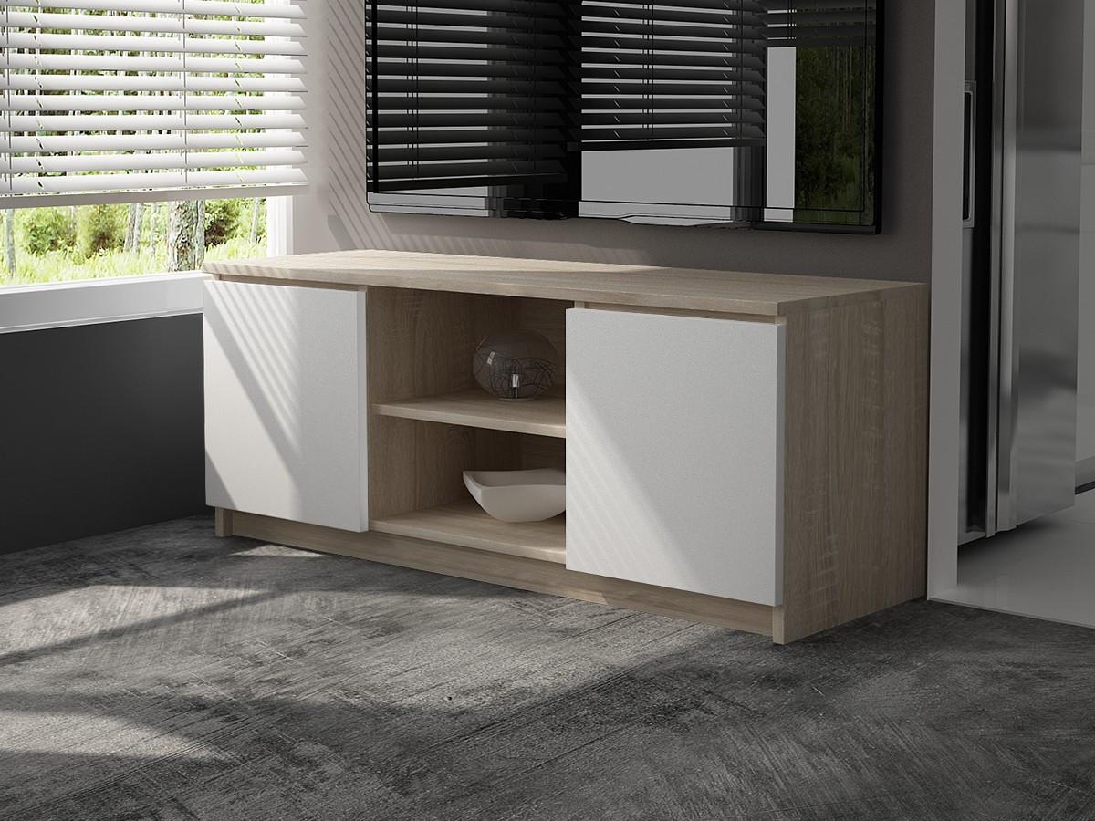 LOWBOARD Eiche Sonoma, Weiß 55/140/40 - Weiß, Holzwerkstoff (140/55/40cm) - RAUMHIRSCH FURNITURE