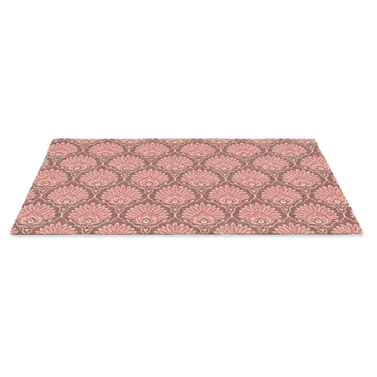 FUSSMATTE Fächermotiv - Muster - Rosa Türmatte 60x40 cm - Altrosa, Kunststoff (60/0.4cm) - MuchoWow