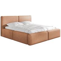 POLSTERBETT Duo mit Bettkasten, Metall-Lattenrost & hohem Kopfteil in Orange Chenille 160x200 cm - Birkefarben/Orange, Kunststoff/Textil (160/200cm) - WFL GROUP