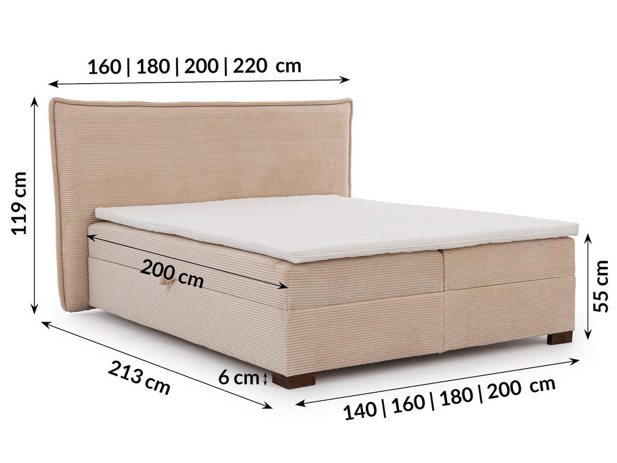 BOXBETT Lovetti II, Cord, H3 - Beige/Dunkelbraun, Holz/Kunststoff (200/200cm) - S-Style Möbel