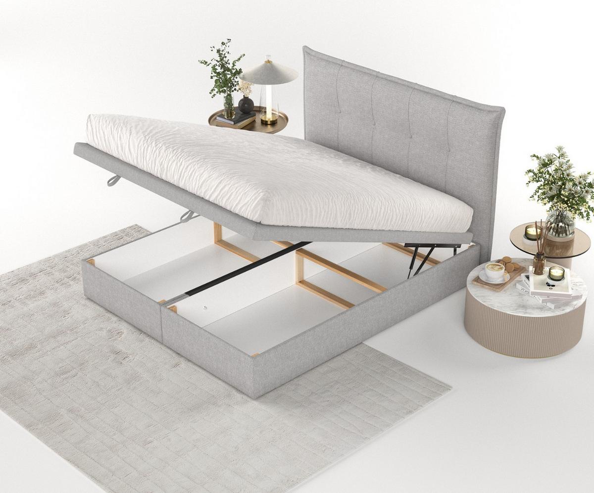 POLSTERBETT Liano mit Stauraum 120/200 cm Grau im Megan Stoff - Schwarz/Grau, Holz/Holzwerkstoff (120/200cm) - AltaBeds