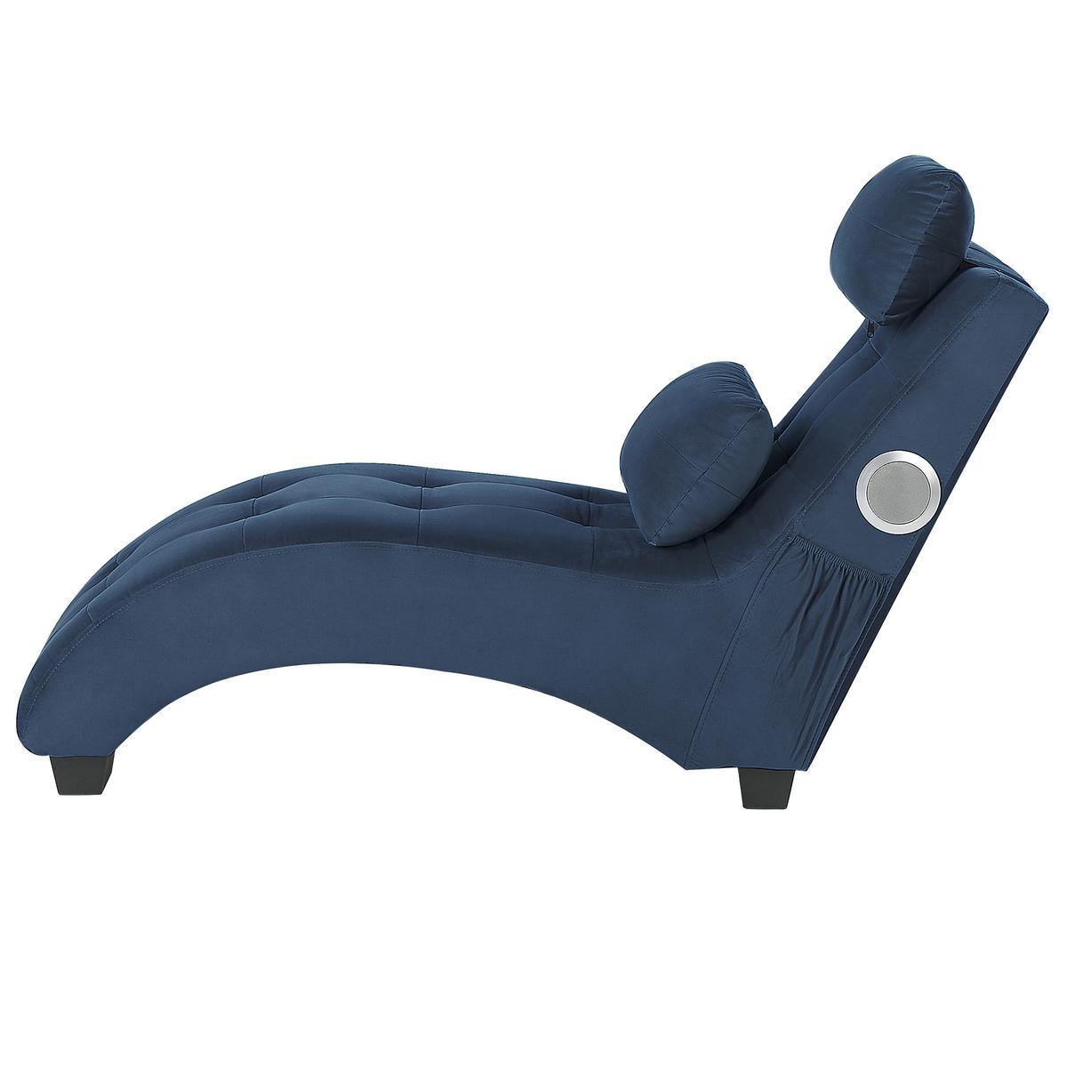 CHAISELONGUE Samtstoff Blau Simorre - Dunkelblau, Textil (157/82/66cm) - Beliani
