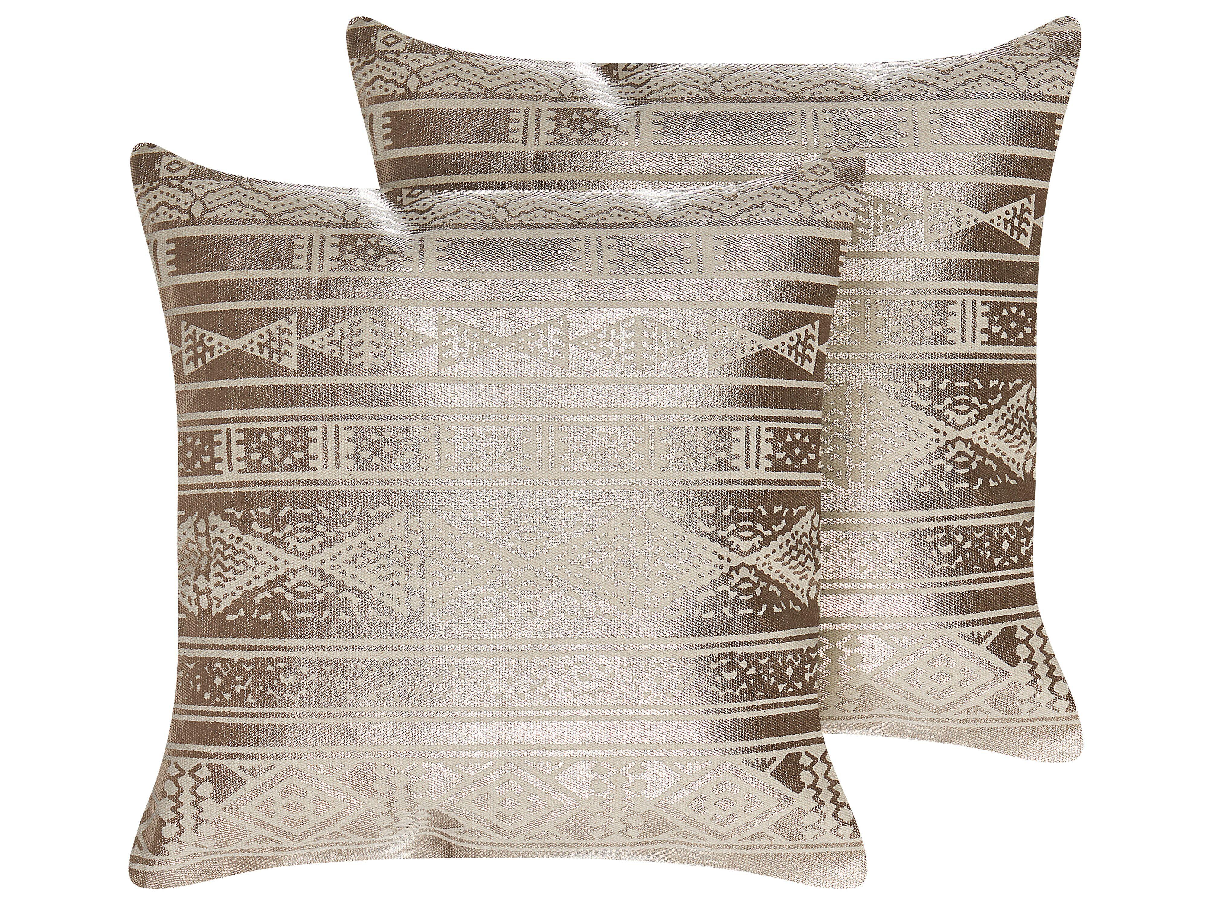 DEKOKISSEN 2er-Set Roségold 50/50 cm Oujda - Roségold, Naturmaterialien/Textil (50/50cm) - Beliani