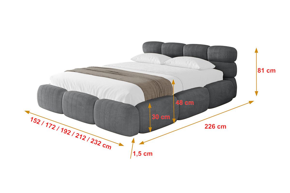 POLSTERBETT mit Bettkasten und Lattenrost, Boxbett ohne Matratze - NOMA 200x200 Dunkelgrau - Dunkelgrau, Holzwerkstoff/Textil (200/200cm) - ALTDECOR