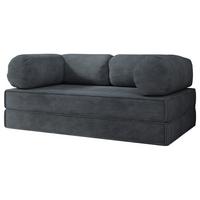 BETTSOFA ALVIO aus Schaumstoff Cordstoff Grau Schlaffunktion - Dunkelgrau, Textil (170/68/80cm) - MASSENO