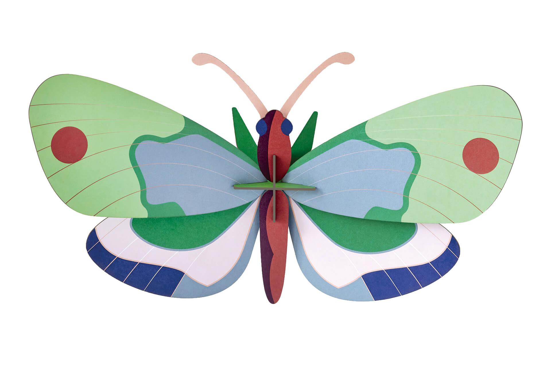 WANDDEKO Waldschmetterling 34/7 cm - Blau/Grün, Wellpappe (34/7/20cm) - Studio Roof