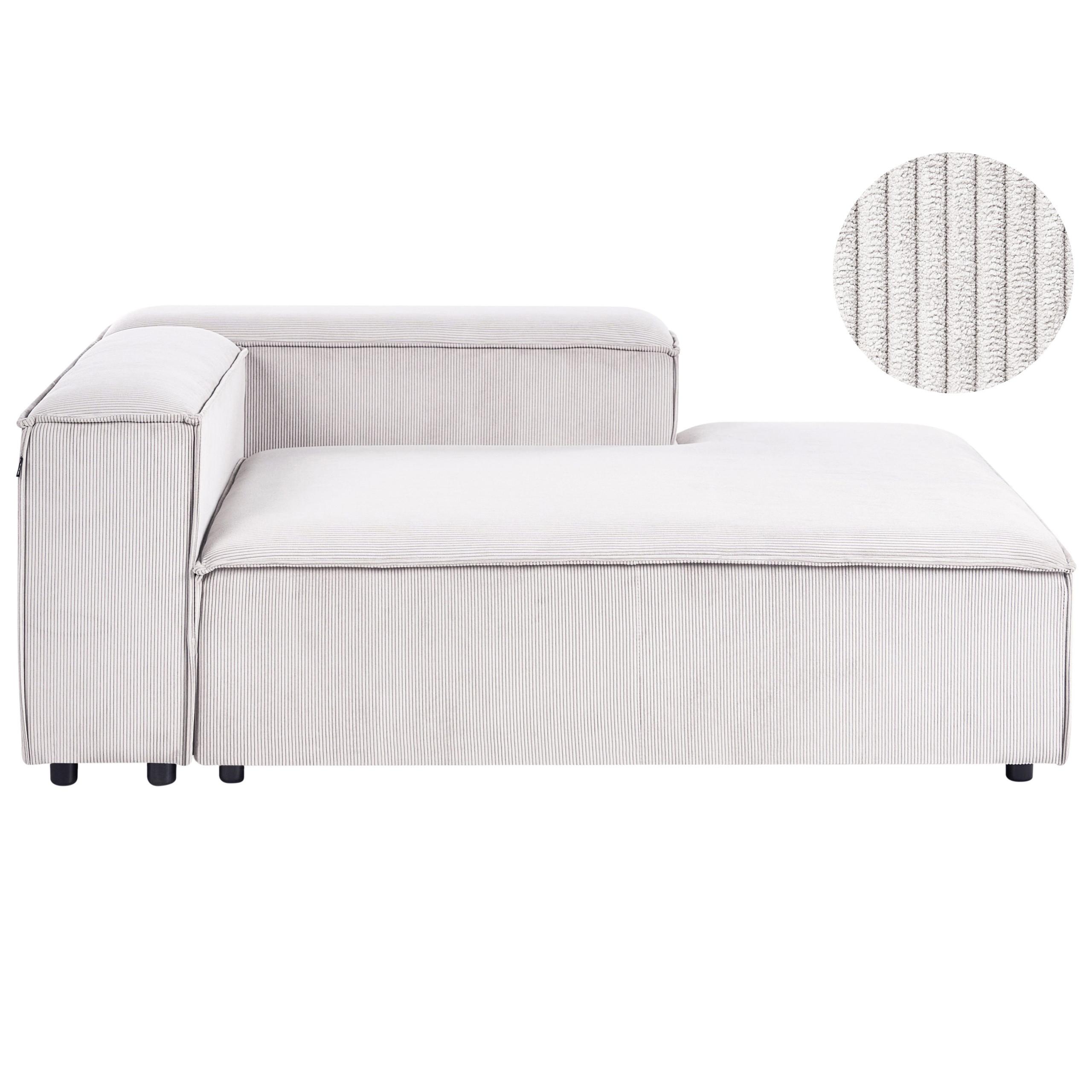 CHAISELONGUE-LINKSSEITIGE Cord Cremeweiß Ardal - Creme/Schwarz, Textil (119/68/180cm) - Beliani