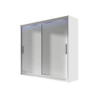 KLEIDERSCHRANK London I 180, mit RGB LED Beleuchtung - Silberfarben/Weiß, Holzwerkstoff/Kunststoff (180/215/58cm) - MIRJAN24