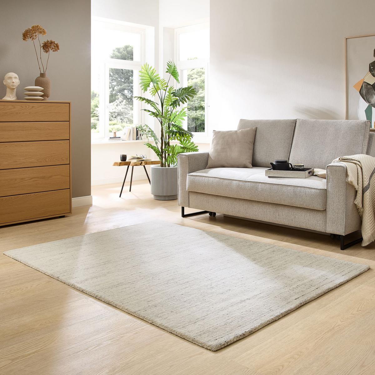 HANDWEBTEPPICH Pure 190x290 cm - Hellgrau, Textil (190/290cm) - THEKO