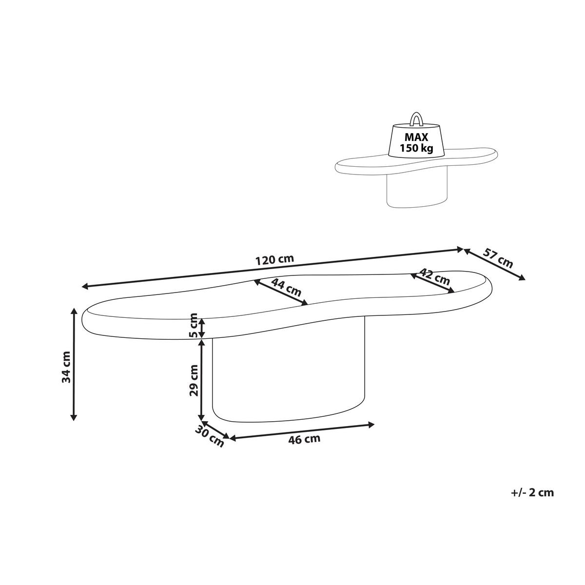 COUCHTISCH 57/120 cm Terrazzo Optik Weiß Conza - Weiß, Keramik (57/120/34cm) - Beliani