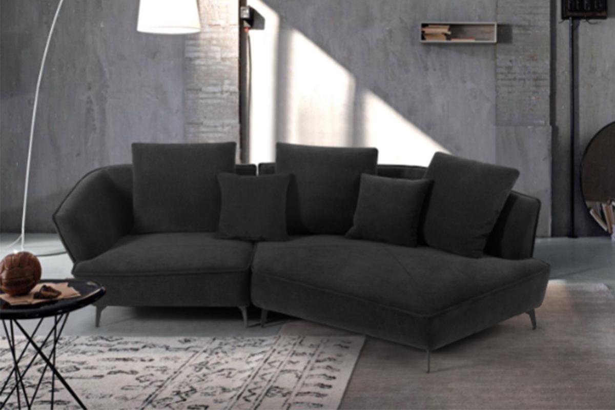 DESIGNSOFA GARBO Schwarz Webstoff - Schwarz, Textil/Metall (280/92/158cm) - KAWOLA