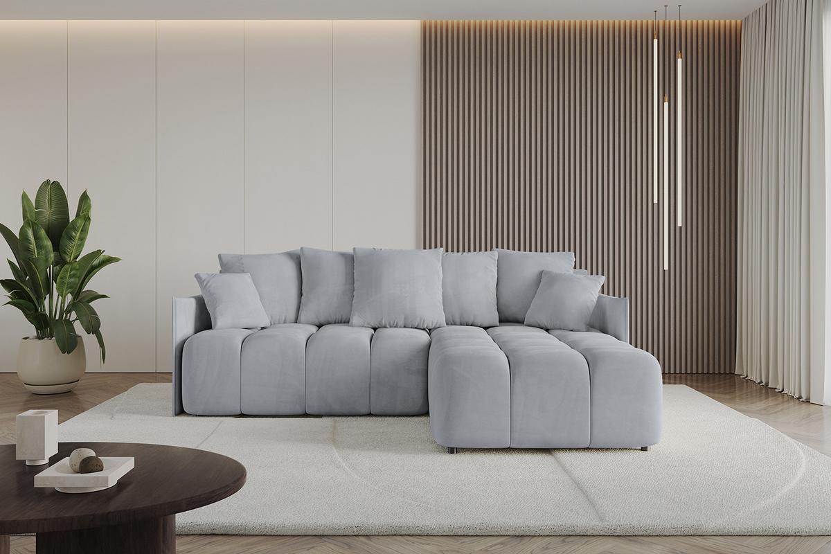 ECKSOFA Ottomane rechts LONLI-L 251x189x68 Titanfarben Velours - Titanfarben, Holzwerkstoff/Kunststoff (189/251cm) - ALTDECOR
