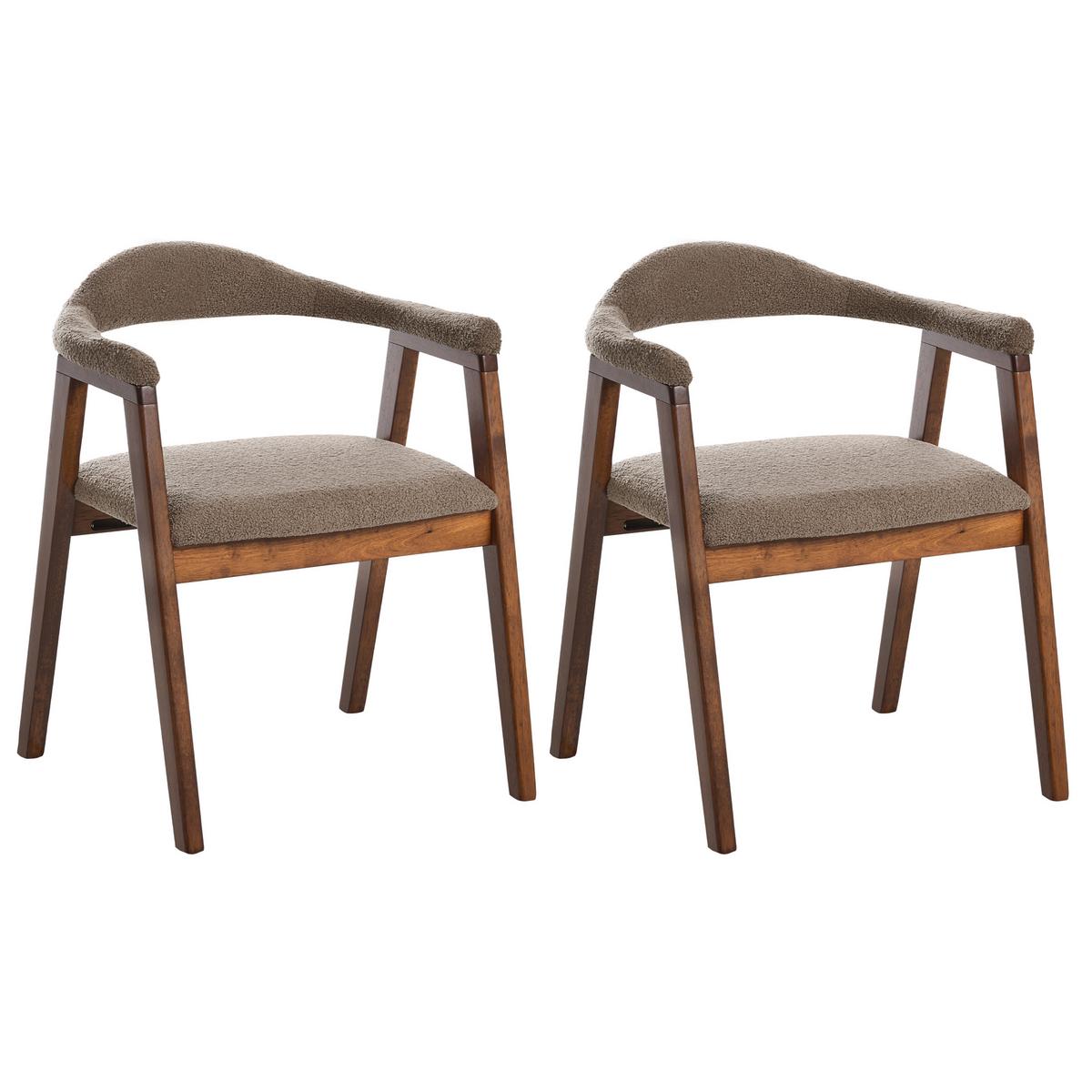 ESSZIMMERSTUHL 2er Set Holz Braun/Taupe Oneco - Taupe, Holz (56/72/62cm) - Beliani