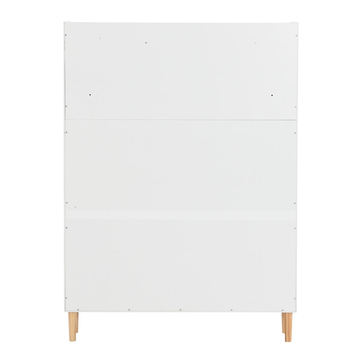 SCHUHESCHRANK Rattan Flach Weiß & Natur Mit 3 Kipp-Türen & 1 Schublade - Naturfarben, Holzwerkstoff (90/125/17cm) - Urban Meuble