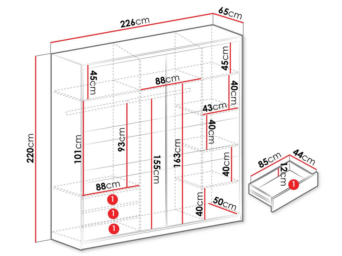 SCHIEBETÜRENSCHRANK Manhattan 226 - Kaschmir, Holzwerkstoff (226/220/65cm) - MIRJAN24