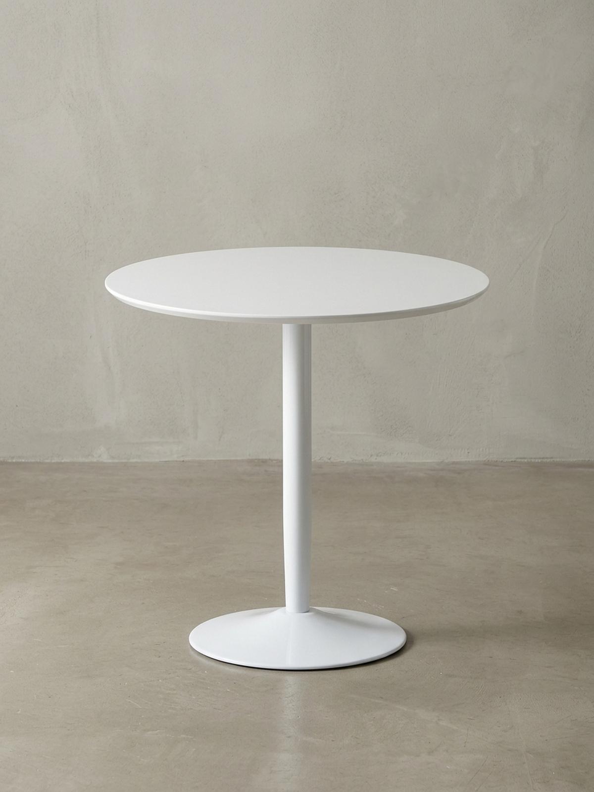 ESSTISCH – Hochglanz Weiß 75x75x74 cm Trompetenfuß für 2 Personen - Weiß, Holz/Metall (75/75/74cm) - KADIMA DESIGN