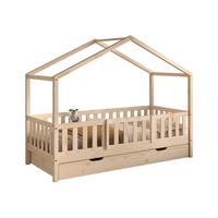 HAUSBETT Kapua 90x200 Bettschublade Rausfallschutz Kiefer massiv natur - Kieferfarben, Holz (90/200cm) - 58aufmkessel