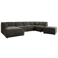 WOHNLANDSCHAFT MODARO U 6M - Dunkelgrau Velvet - Links - Dunkelgrau/Schwarz, Textil (180/78/345cm) - MKS
