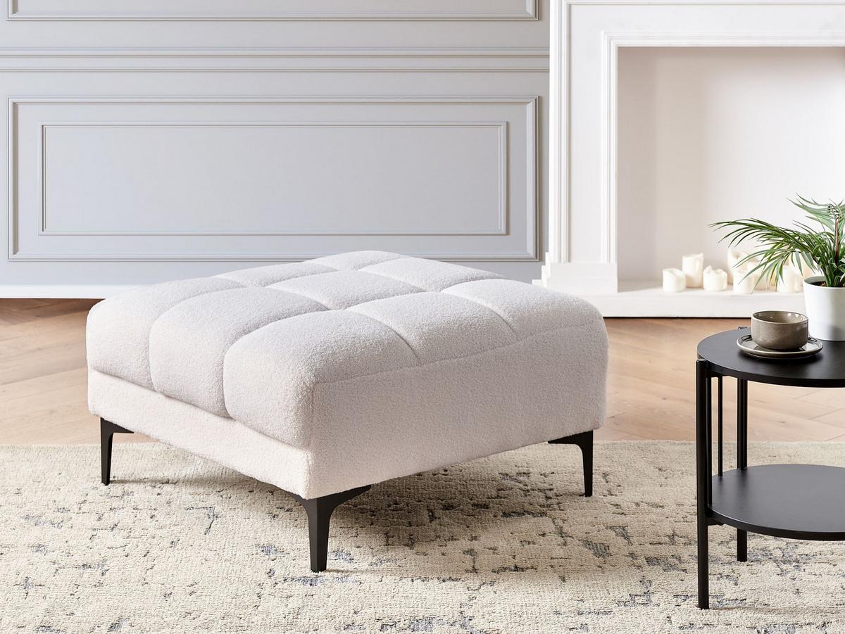 OTTOMANE Bouclé Weiß Alnes - Weiß, Textil (88/41/80cm) - Beliani