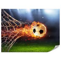 FOTOTAPETE für Jugendzimmer Fußball Flammen Stadion Feuer 400x280 - Multicolor, Papier (400/280cm) - Muralo