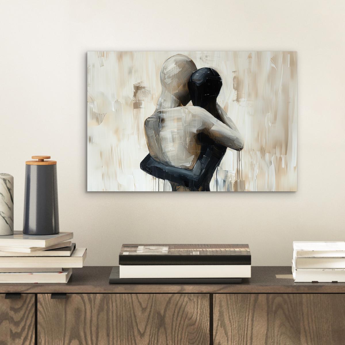 METALLBILD Abstrakt - Liebe - Schwarz und weiß - Modern 30x20 cm - Schwarz, Metall (30/20cm) - MuchoWow