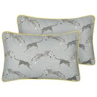 DEKOKISSEN 2er-Set Grau 30/50 cm Arales - Gelb/Schwarz, Textil (30/50cm) - Beliani