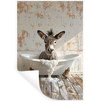 WANDTATTOO Esel - Tiere - Badewanne - Schaumstoff Wandaufkleber 80x120 cm - Weiß, Kunststoff (80/120/0.1cm) - MuchoWow