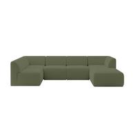 WOHNLANDSCHAFT Ottomane Rechts MOVO-L 345x180x78 cm Grün Bouclé - Dunkelgrün, Holzwerkstoff/Kunststoff (180/78/345cm) - ALTDECOR