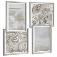 BILDER SET 4er Set - 50x50 cm & 40x60 cm Silberner Rahmen - Abgenutzte Texturen, moderner Stil - Silberfarben, Kunststoff (50/50cm) - TULUP