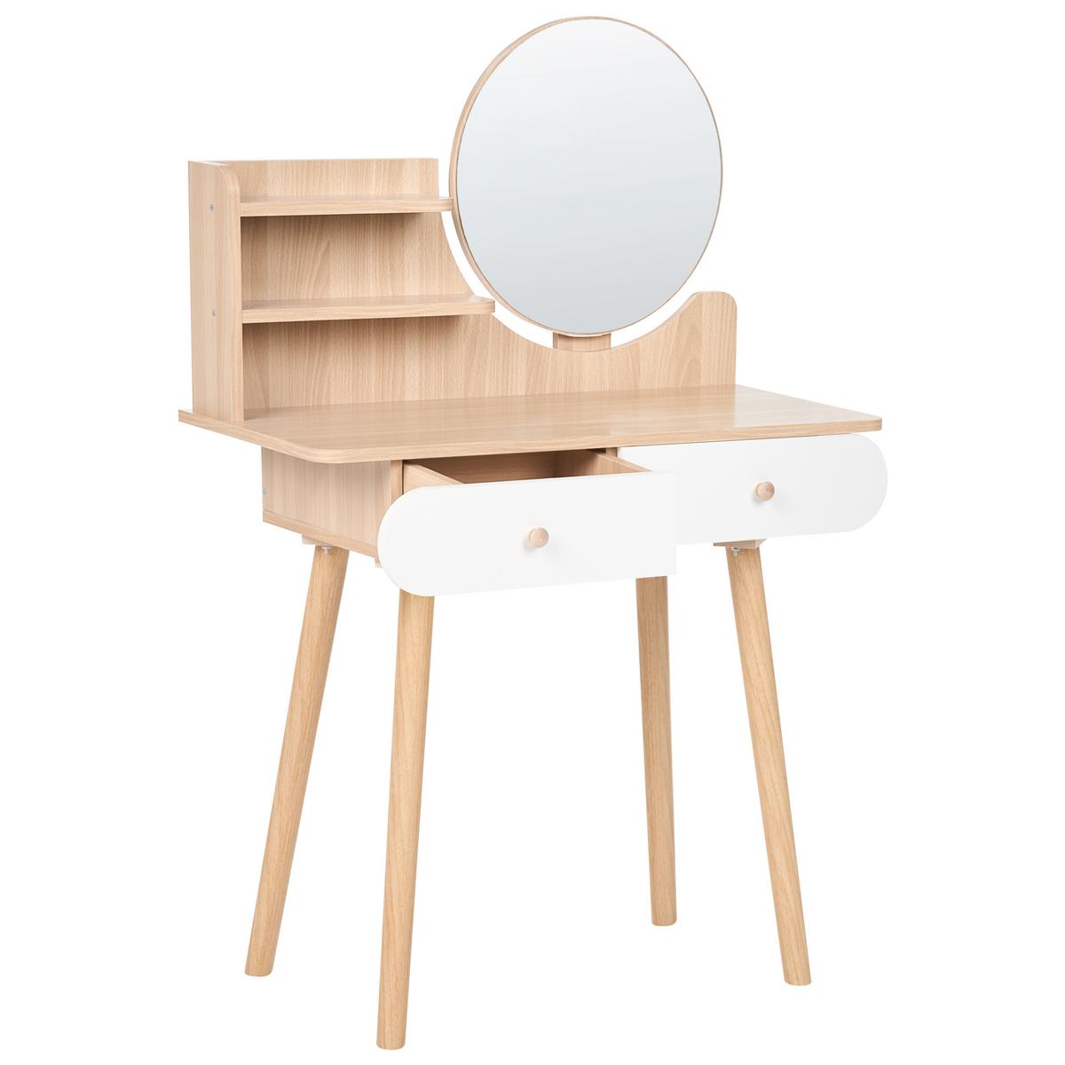SCHMINKTISCH mit Spiegel Hellbraun Chambly - Hellbraun, Holzwerkstoff (80/120/40cm) - Beliani