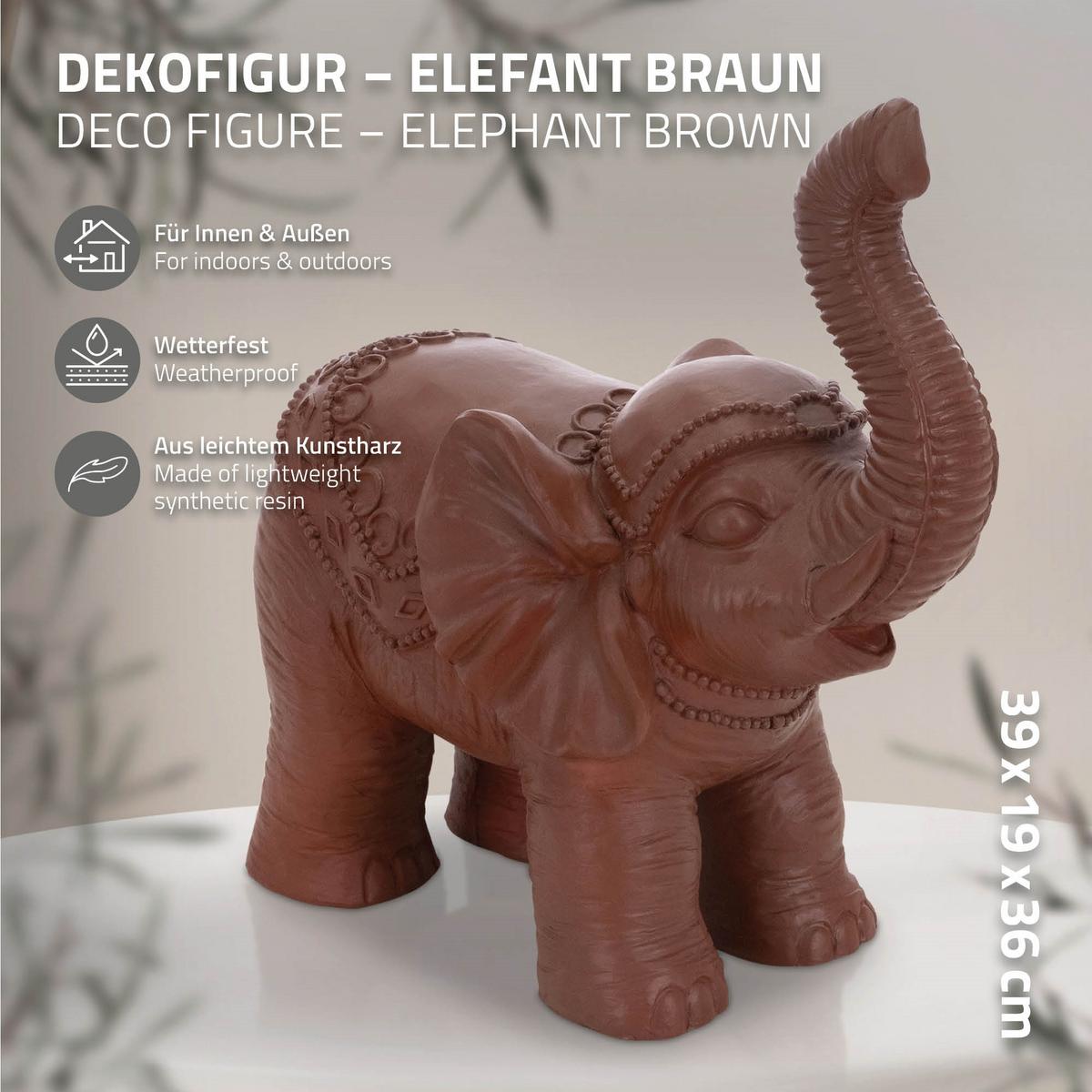 DEKO ELEFANT Figur Braun 36x19x39 cm aus Kunststoff - Braun, Keramik (19/39/36cm) - ML-DESIGN