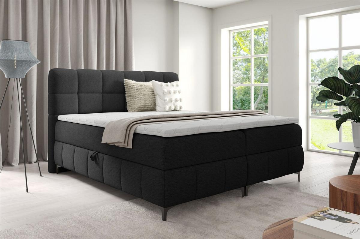 BOXBETT Sophie In Aragon - Schwarz, Holzwerkstoff/Textil (140/200cm) - Fun Möbel