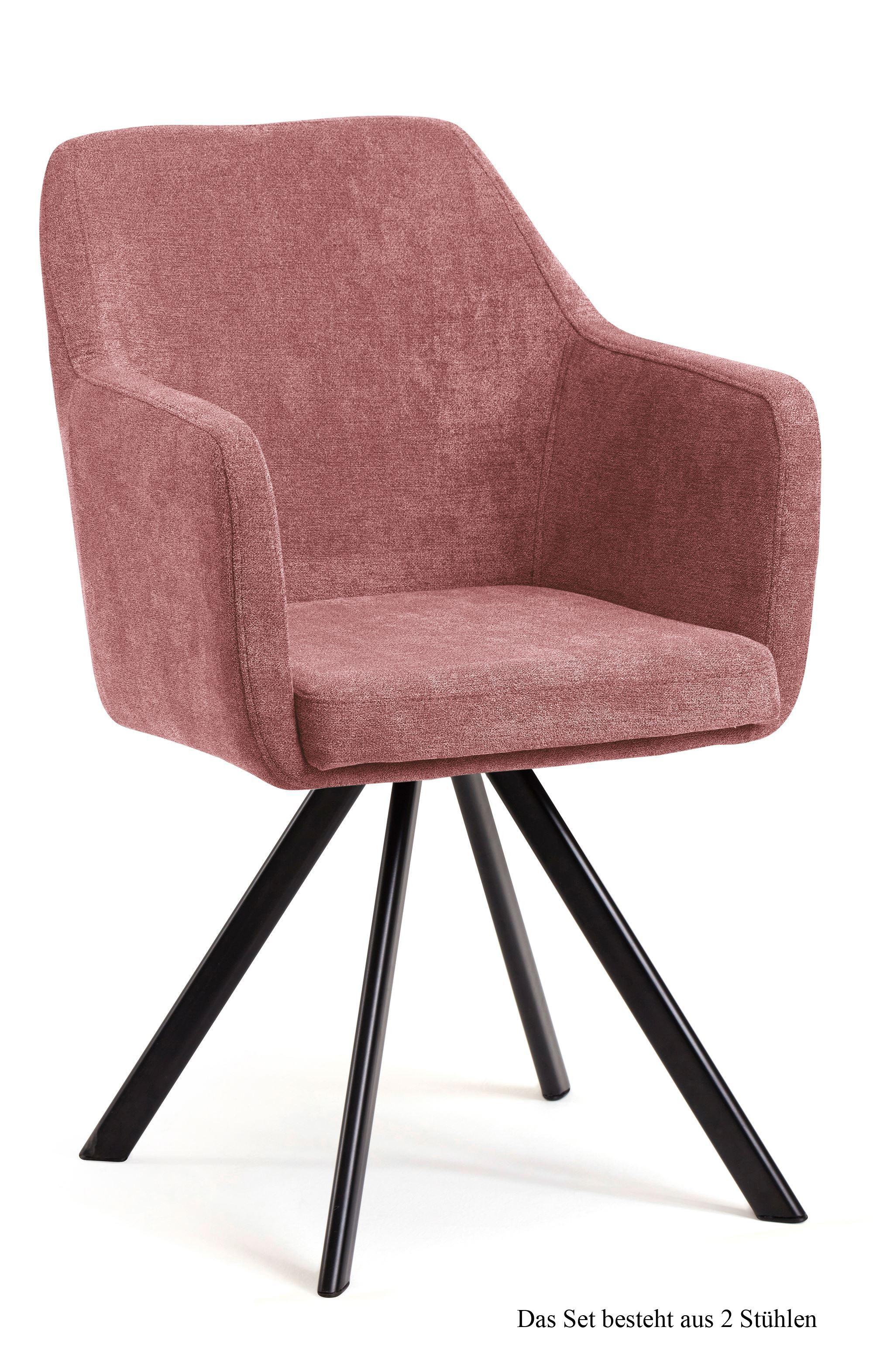ARMLEHNSTUHL (2er-Set) Debee 57x87x60 Schwarz/Rosewood - Dunkelrosa/Schwarz, Kunststoff (60/87/57cm) - 58aufmkessel
