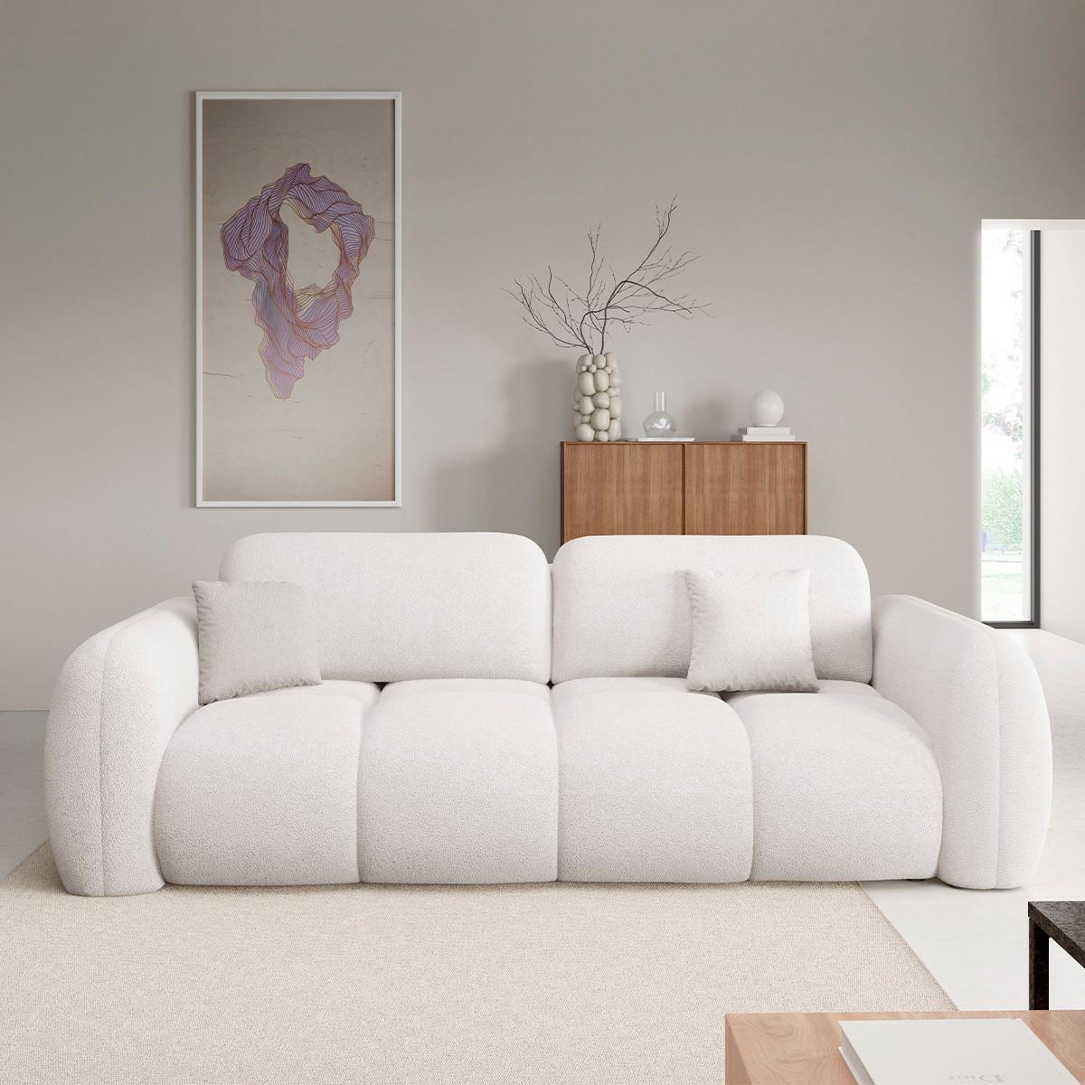 SOFA Livio 3 Sitzplätze Gebrochenes Weiß - Weiß, Holz (270/95/121cm) - Petits-meubles