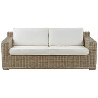 GARTENSOFA 2-Sitzer Rattan natürlich Auflagen cremeweiß Ardea - Beige/Naturfarben, Naturmaterialien (194/70/90cm) - Beliani