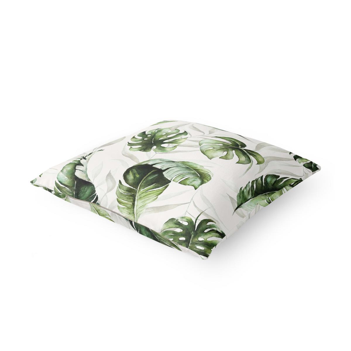 KISSENBEZUG Aquarell Pflanzen Monstera und Palmenblatt 40/40 cm - Grün, Textil (40/40cm) - Bilderwelten